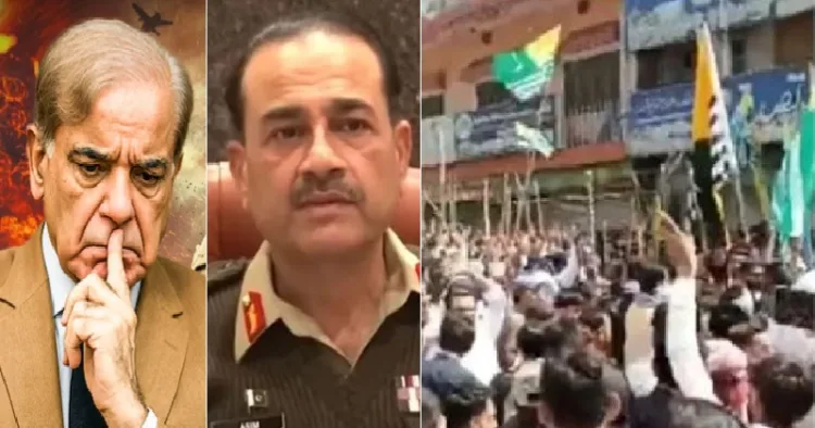 പാകിസ്ഥാന്‍ സര്‍ക്കാരിനെതിരെ സ്വയംഭരണാവകാശം ആവശ്യപ്പെട്ട് പാക് അധീന ജമ്മു കശ്മീരില്‍ നടക്കുന്ന മൂന്ന് ദിവസമായി തുടരുന്ന പ്രതിഷേധം (വലത്ത്)