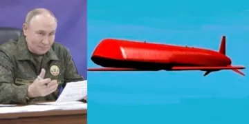 റഷ്യ പുതുതായി പരീക്ഷിച്ച ആണവശേഷിയുള്ള ബ്യൂറെവെസ്റ്റിനിക് ക്രൂയിസ് മിസൈല്‍ (വലത്ത്) പട്ടാളവേഷത്തില്‍ പുടിന്‍ (ഇടത്ത്)