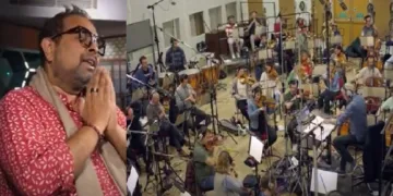 ശങ്കര്‍ മഹാദേവന്‍ (ഇടത്ത്) ലണ്ടന്‍ ഫിലാര്‍മോണിക് ഓര്‍ക്കസ്ട്ര (വലത്ത്)