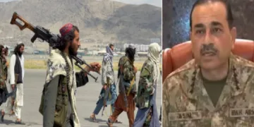താലിബാന്‍ പോരാളികള്‍ (ഇടത്ത്) പാകിസ്ഥാന്‍ സൈനികമേധാവിയും ഫീല്‍ഡ് മാര്‍ഷലുമായ അസിം മുനീര്‍ (വലത്ത്)