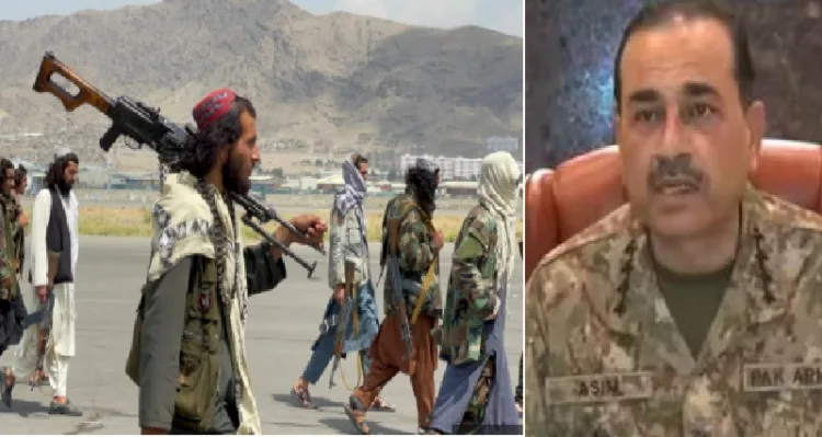 താലിബാന്‍ പോരാളികള്‍ (ഇടത്ത്) പാകിസ്ഥാന്‍ സൈനികമേധാവിയും ഫീല്‍ഡ് മാര്‍ഷലുമായ അസിം മുനീര്‍ (വലത്ത്)