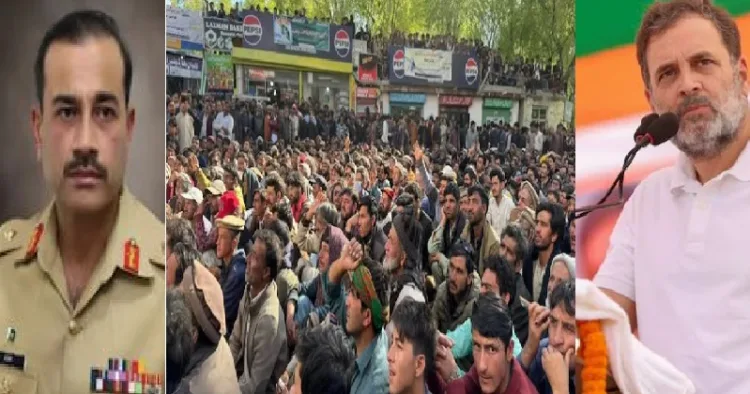 പാക് അധീന കശ്മീരില്‍ പാകിസ്ഥാന്‍ സര്‍ക്കാരിനെതിരെ സമരം ചെയ്യുന്ന വിദ്യാര്‍ത്ഥികള്‍ (നടുവില്‍)