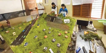 സാമൂഹ്യശാസ്ത്ര വിഭാഗം എച്ച്എസ് വര്‍ക്കിങ് മോഡലില്‍ കെ.തന്‍ഹ രതീഷും കെ.സാന്‍വിയും തയ്യാറാക്കിയ അണ്ടര്‍ ഗ്രൗണ്ട് സിസ്റ്റം