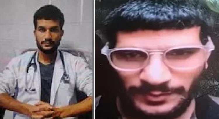 ഇതിനകം പ്രചരിച്ച ഉമര്‍ മുഹമ്മദ് നബിയുടെ ചിത്രം (വലത്ത്) എന്‍ഡിടിവി പുറത്തുവിട്ട ഡോക്ടര്‍ വേഷത്തിലുള്ള ഉമര്‍ നബിയുടെ സിസിടിവി ദൃശ്യം (ഇടത്ത്)