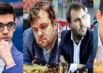 അനീഷ് ഗിരി, വ്ളാഡിമീര്‍ ഫിഡൊസീവ്, ഷക്രിയാര്‍ മമെഡ്യറൊവ്, നോഡിര്‍ബെക് അബ്ദുസത്തൊറൊവ് (ഇടത്ത് നിന്നും വലത്തോട്ട്)