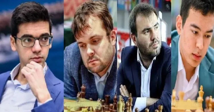 അനീഷ് ഗിരി, വ്ളാഡിമീര്‍ ഫിഡൊസീവ്, ഷക്രിയാര്‍ മമെഡ്യറൊവ്, നോഡിര്‍ബെക് അബ്ദുസത്തൊറൊവ് (ഇടത്ത് നിന്നും വലത്തോട്ട്)