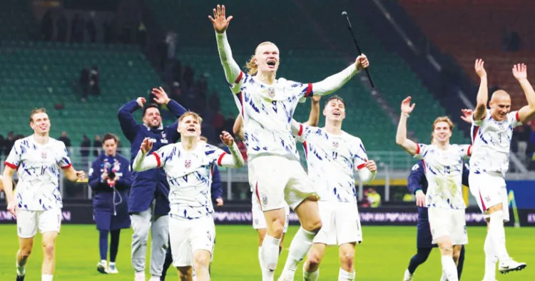 ലോകകപ്പ് യോഗ്യത നേടിയ നോര്‍വേ ടീം ആഹ്ലാദത്തില്‍