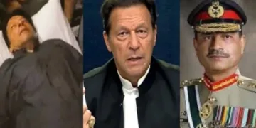 ഇമ്രാന്‍ഖാന്‍ കൊല്ലപ്പെട്ടു എന്ന സൂചന നല്കി സമൂഹമാധ്യമങ്ങളില്‍ പ്രത്യക്ഷപ്പെട്ട ഫോട്ടോ (ഇടത്ത്)