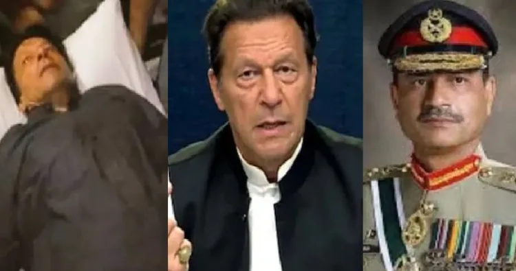 ഇമ്രാന്‍ഖാന്‍ കൊല്ലപ്പെട്ടു എന്ന സൂചന നല്കി സമൂഹമാധ്യമങ്ങളില്‍ പ്രത്യക്ഷപ്പെട്ട ഫോട്ടോ (ഇടത്ത്)