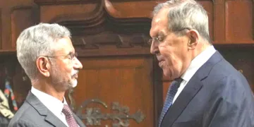 മോസ്‌കോയിലെത്തിയ വിദേശകാര്യ മന്ത്രി എസ്. ജയശങ്കറും റഷ്യന്‍ വിദേശകാര്യ മന്ത്രി സെര്‍ജി ലാവ്റോയും കൂടിക്കാഴ്ചക്കിടെ