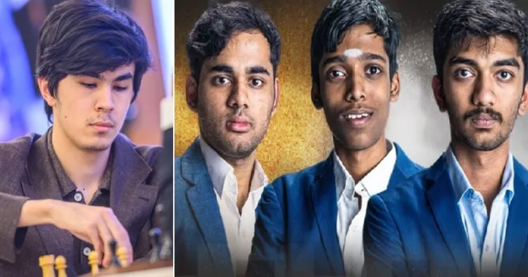 ഗോവ ഫിഡെ ലോക ചെസ് ചാമ്പ്യനായ ഉസ്ബെക്കിസ്ഥാന്‍ താരം ജൊവോഖിര്‍ സിന്‍ഡൊറോവ് (ഇടത്ത്) ഈ ടൂര്‍ണ്ണമെന്‍റില്‍ തോറ്റുപുറത്തായ ഒന്നും രണ്ടും മൂന്നും സീഡുകാരായ ഇന്ത്യയുടെ ഗുകേഷ്, അര്‍ജുന്‍ എരിഗെയ്സി, പ്രജ്ഞാനന്ദ(വലത്ത്)