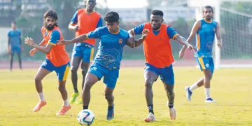 കണ്ണൂര്‍ വാരിയേഴ്‌സ് എഫ്‌സി താരങ്ങള്‍ പരിശീലനത്തില്‍