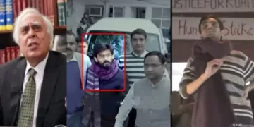 ജെഎന്‍യു വിദ്യാര്‍ത്ഥിയും സിമി പ്രവര്‍ത്തകനുമായ ഉമര്‍ ഖാലിദ് പ്രസംഗിക്കുന്നു (വലത്ത്) ഷര്‍ജീല്‍ ഇമാമും കൂട്ടരും (നടുവില്‍)