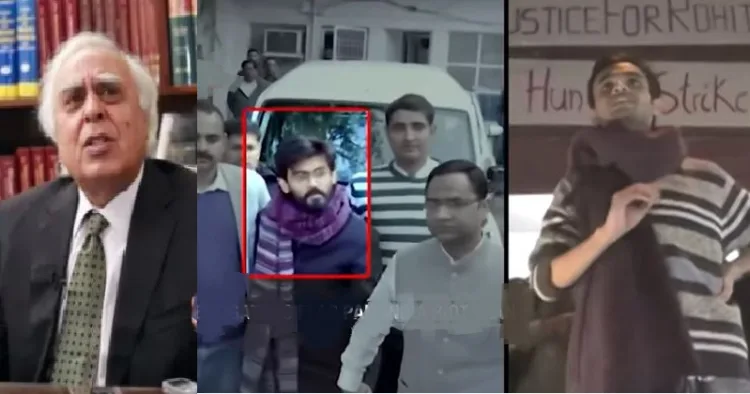 ജെഎന്‍യു വിദ്യാര്‍ത്ഥിയും സിമി പ്രവര്‍ത്തകനുമായ ഉമര്‍ ഖാലിദ് പ്രസംഗിക്കുന്നു (വലത്ത്) ഷര്‍ജീല്‍ ഇമാമും കൂട്ടരും (നടുവില്‍)