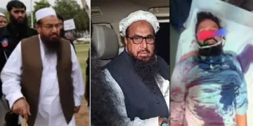 ലഷ്കര്‍ കമാന്‍റര്‍ ഷെയ്ഖ് മോയീസ് മുജാഹിദിന്‍റെ മൃതദേഹം കെട്ടിപ്പൊതിഞ്ഞ നിലയില്‍ (വലത്ത്)