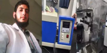 ഡോക്ടര്‍ മുസമ്മില്‍ (ഇടത്ത്) ഗ്രൈന്‍ഡിംഗ് മെഷീന്‍ (വലത്ത്)