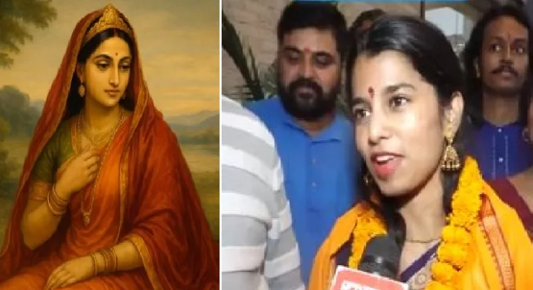 രാമായണത്തിലെ സീതാദേവി (ഇടത്ത്) മൈഥിലി താക്കൂര്‍ (വലത്ത്)