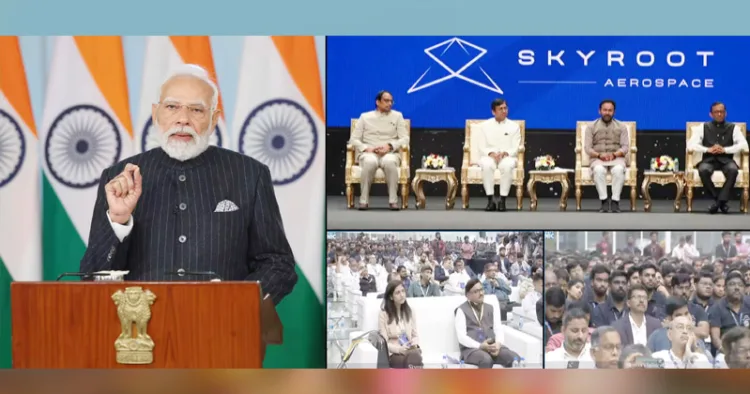 ഹൈദരാബാദിലെ സ്‌കൈറൂട്ട് ഇന്‍ഫിനിറ്റി കാമ്പസ് പ്രധാനമന്ത്രി നരേന്ദ്ര മോദി ഓണ്‍ലൈനായി ഉദ്ഘാടനം ചെയ്യുന്നു