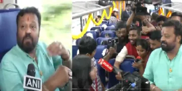 എറണാകുളത്ത് നിന്നും ബെംഗളൂരുവിലേക്കുള്ള വന്ദേഭാരതിന്‍റെ കന്നിയാത്രയില്‍ സുരേഷ് ഗോപി