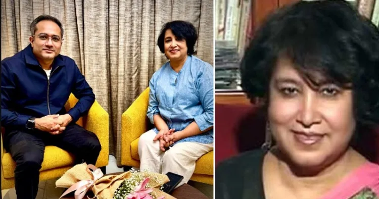 തസ്ലിമ നസ്റിനൊപ്പം ആരിഫ് ഹുസൈന്‍ തെരുവത്ത് (ഇടത്ത്)