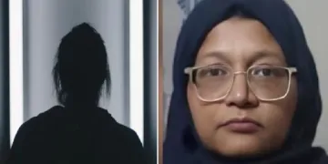 അറസ്റ്റിലായ ഡോക്ടര്‍ ഷഹീന്‍ ഷഹീദ് (വലത്ത്) പ്രിയങ്ക ശര്‍മ്മയെ പ്രതിനീകരിക്കുന്ന നിഴല്‍ ചിത്രം (ഇടത്ത്)