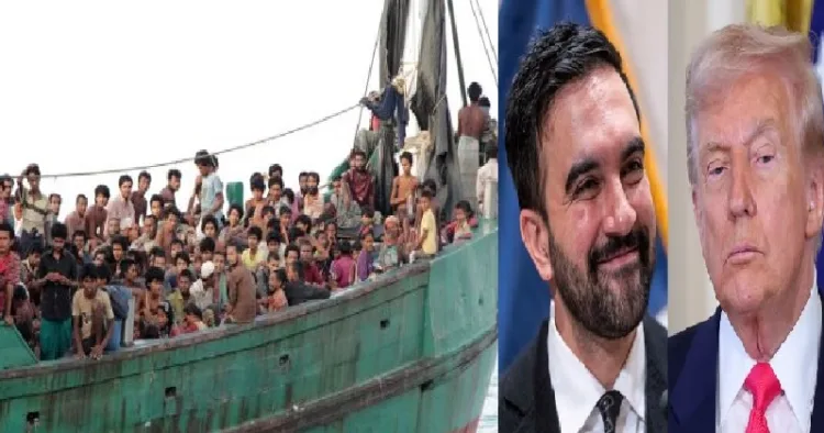 ബോട്ടില്‍ കൂട്ടത്തോടെ ദരിദ്ര രാജ്യങ്ങളില്‍ നിന്നും എത്തുന്ന മുസ്ലിം കുടിയേറ്റക്കാര്‍ (ഇടത്ത്)