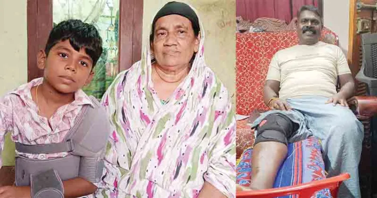 തോളെല്ലിന് പരിക്കേറ്റ മുഹമ്മദ് അഫ്‌സാന്‍, കാലിന് പരിക്കേറ്റ് വിശ്രമിക്കുന്ന ബിജെപി സ്ഥാനാര്‍ത്ഥി സര്‍വ്വശക്തിപുരം ബിനു