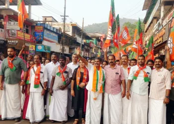 എന്‍ഡിഎയുടെ ആഭിമുഖ്യത്തില്‍ ആലക്കോട് നഗരത്തില്‍ നടന്ന ആഹ്ലാദപ്രകടനം