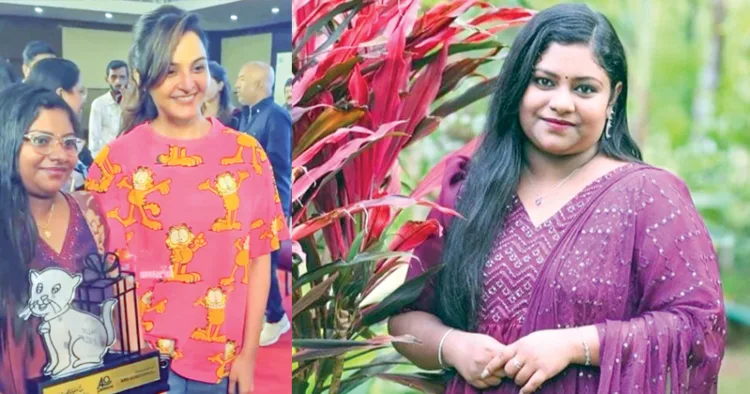 അനു കുരിശിങ്കല്‍ മഞ്ജുവാര്യര്‍ക്കൊപ്പം പുരസ്‌കാരദാന ചടങ്ങില്‍