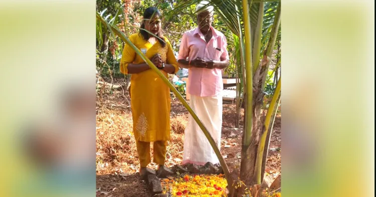 സത്യപ്രതിജ്ഞക്ക് മുമ്പ് ധീരബലിദാനി രവീന്ദ്രനാഥിന്റെ കുഴിമാടത്തിലെത്തി അനുപമ പുഷ്പാര്‍ച്ചന നടത്തിയപ്പോള്‍