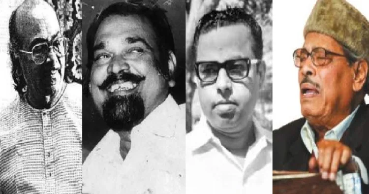 സലില്‍ ചൗധരി, രാമു കാര്യാട്ട്, വയലാര്‍, മന്നാഡെ (ഇടത്ത് നിന്നും വലത്തേക്ക്)
