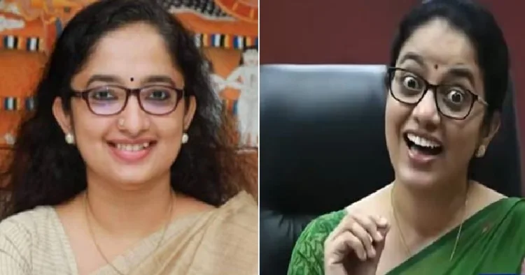 ദിവ്യ എസ് അയ്യര്‍ (ഇടത്ത്) ദിവ്യ എസ് അയ്യരെ ട്രോളുന്ന വീഡിയോയിലെ പെണ്‍കുട്ടി (വലത്ത്)