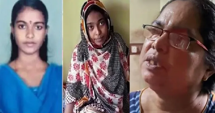 അഖില അശോകന്‍ (ഇടത്ത്) ഹാദിയ (നടുവില്‍) അമ്മ പൊന്നമ്മ (വലത്ത്)