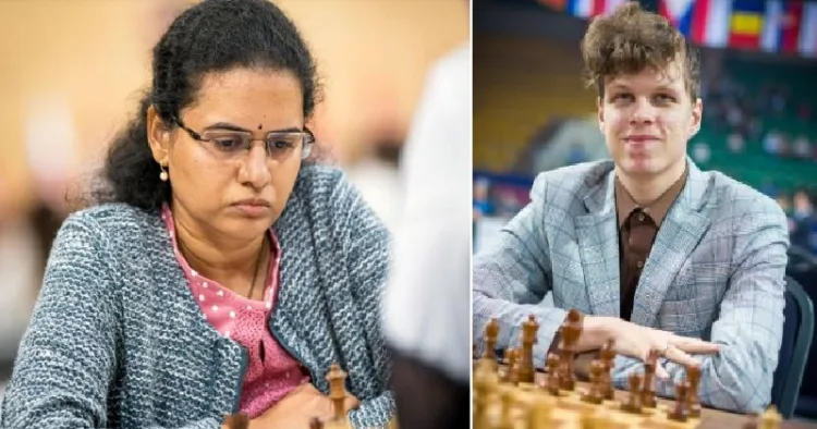 ഇന്ത്യയുടെ കൊനേരു ഹംപി (ഇടത്ത്) റഷ്യന്‍ താരം വ്ളാഡിസ്ലാവ് ആര്‍ടെമീവ് (വലത്ത്)