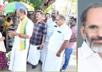 കെ മഹേശ്വരന്‍ നായര്‍ പ്രചാരണത്തിനിടെ