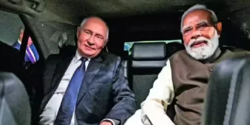 മോദിയും പുടിനും ഇന്ത്യയുടെ ഫോര്‍ച്യുണര്‍ കാറില്‍