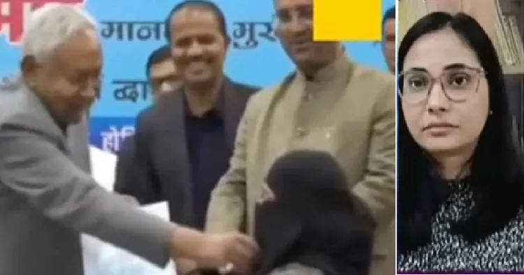 ജെഡിയു വക്താവായ ശ്വേത പ്രിയ (വലത്ത്)