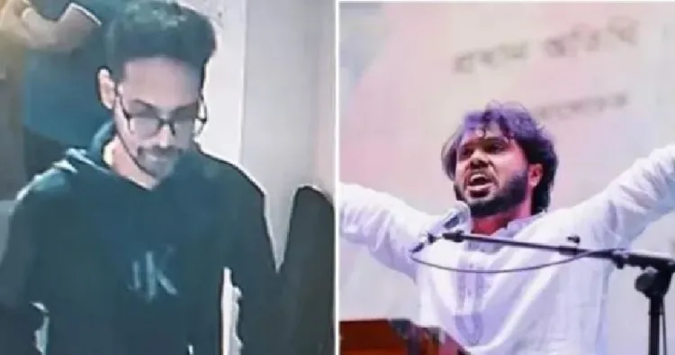 മുന്‍ ബംഗ്ലാദേശ് പ്രധാനമന്ത്രി ഷേഖ് ഹസീനയെ അധികാരത്തില്‍ നിന്നും പുറത്താക്കിയ വിദ്യാര്‍ത്ഥികലാപത്തിന്‍റെ നേതാവായ ഉസ്മാന്‍ ഖാദി. ഇദ്ദേഹം വെടിയേറ്റ് മരിച്ചു (വലത്ത്) ഉസ്മാന്‍ ഖാദിയെ വെടിവെച്ച് കൊന്ന ഫൈസന്‍ കരിം മസൂദ് (ഇടത്ത്)