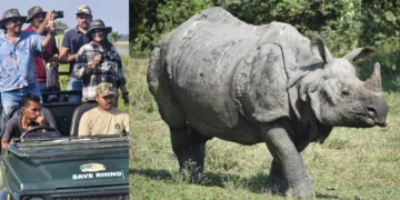 1. പോബിത്തോറയിലൂടെ ജിപ്‌സി വാഹനത്തില്‍ സഞ്ചരിക്കുന്ന മാധ്യമ സംഘം, 2. പോബിത്തോറയിലെ ഒറ്റക്കൊമ്പന്‍ കാണ്ടാമൃഗം