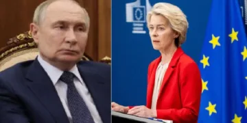 യൂറോപ്യന്‍ യൂണിയന്‍ പ്രസിഡന്‍റ് ഉര്‍സുല വൊന്‍ ഡെര്‍ ലെയെന്‍ (വലത്ത്)