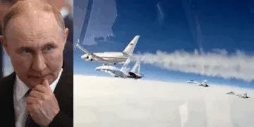 ഇന്ത്യയിലേക്ക് വരുന്ന പുടിന്‍റെ ഇല്യൂഷിന്‍-96 യാത്രാവിമാനത്തിന് സുരക്ഷയേകാന്‍ നാല് യുദ്ധജെറ്റുകള്‍ പിന്നാലെ (വലത്ത്)