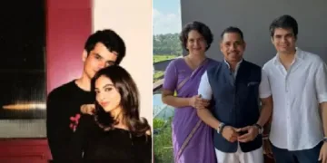 റെയ്ഹാന്‍ ഗാന്ധിയും വധു അവിവാ ബെയ്ഗും (ഇടത്ത്) റെയ്ഹാന്‍ ഗാന്ധി പ്രിയങ്കയ്ക്കും റോബര്‍ട്ട് വാധരയ്ക്കും ഒപ്പം (വലത്ത്)