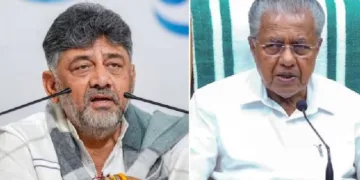 കര്‍ണ്ണാടക ഉപമുഖ്യമന്ത്രി ഡി.കെ. ശിവകുമാര്‍ (ഇടത്ത്)