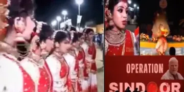 ആലത്തൂര്‍ ബിഎസ് എസ് സ്കൂളിലെ സംഘനൃത്തം അവതരിപ്പിച്ച കുട്ടികള്‍ (ഇടത്ത്) എന്തുകൊണ്ട് പഹല്‍ഗാമും ഓപ്പറേഷന്‍ സിന്ദൂറും സംഘനൃത്തത്തിന് വിഷയമാക്കി എന്ന് ഒരു വിദ്യാര്‍ത്ഥിനി വിശദീകരിക്കുന്നു (വലത്ത്)