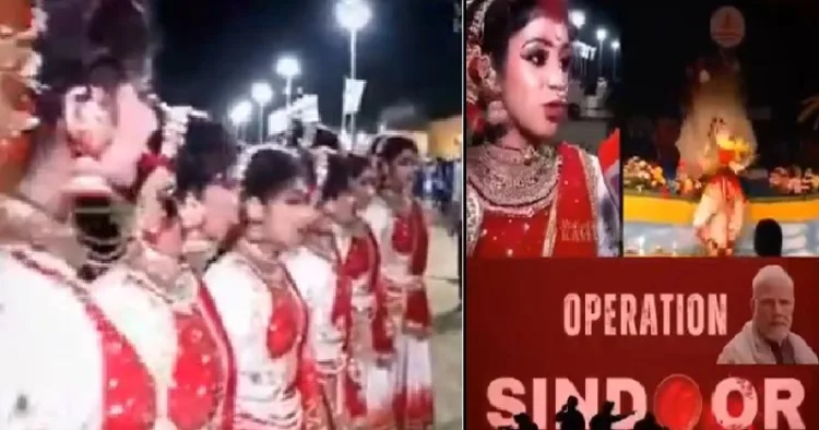 ആലത്തൂര്‍ ബിഎസ് എസ് സ്കൂളിലെ സംഘനൃത്തം അവതരിപ്പിച്ച കുട്ടികള്‍ (ഇടത്ത്) എന്തുകൊണ്ട് പഹല്‍ഗാമും ഓപ്പറേഷന്‍ സിന്ദൂറും സംഘനൃത്തത്തിന് വിഷയമാക്കി എന്ന് ഒരു വിദ്യാര്‍ത്ഥിനി വിശദീകരിക്കുന്നു (വലത്ത്)