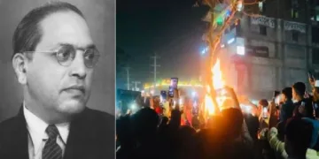 ഇന്ത്യന്‍ ഭരണഘടന എഴുതുന്നതില്‍ നിര്‍ണ്ണായക പങ്കുവഹിച്ച ബി.ആര്‍. അംബേദ്കര്‍ (ഇടത്ത്) ദീപു ചന്ദ്രദാസ് എന്ന ഗാര്‍മെന്‍റ് ഫാക്ടറിയിലെ തൊഴിലാളിയെ ബംഗ്ലാദേശിലെ കലാപകാരികളായ വിദ്യാര്‍ത്ഥികള്‍ അടിച്ചുകൊന്ന ശേഷം കത്തിക്കുന്നു (വലത്ത്)