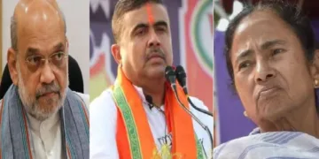 ബിജെപി നേതാവ് സുവേന്ദു അധികാരി (നടുവില്‍)