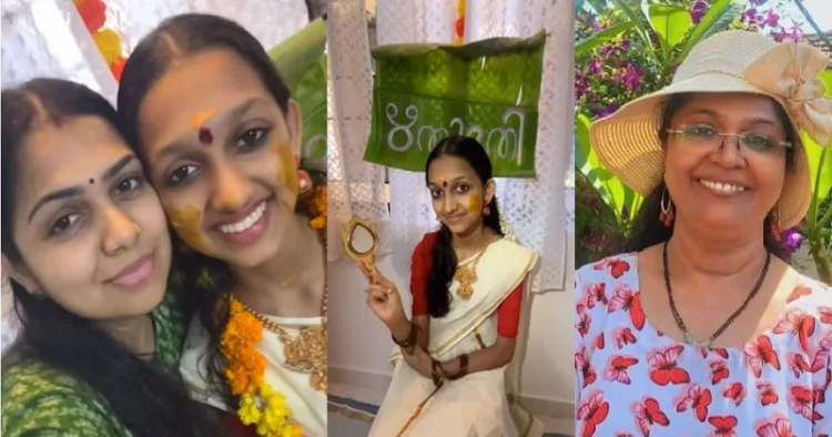 അഞ്ജലി നായര്‍ക്കൊപ്പം മകള്‍ ആവണി (ഇടത്ത്) ഋതുമതിയായ ആവണി (നടുവില്‍) വി.കെ. ഷാഹിന (വലത്ത്)