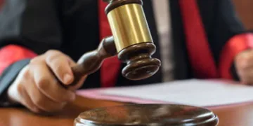 Judge and gavel in courtroom