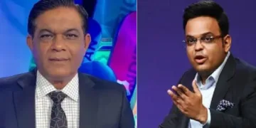 മുന്‍ പാകിസ്ഥാന്‍ ക്രിക്കറ്റ് ടീം നായകന്‍ റാഷിദ് ലത്തീഫ് (ഇടത്ത്) ഐസിസി ചെയര്‍മാന്‍ ജയ് ഷാ (വലത്ത്)